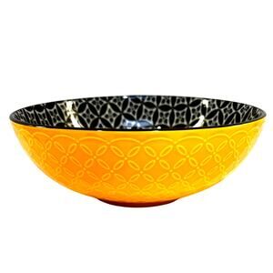 Dowan Large Yellow Embossed Pasta Salad Serving Bowl Black White Design Interior